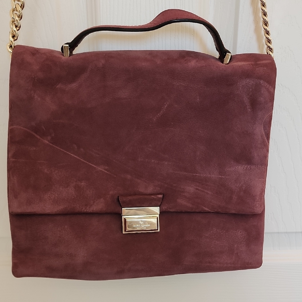 Kate Spade Suede Plum Bag with Gold Chain NEVER WORN! - Picture 2 of 6